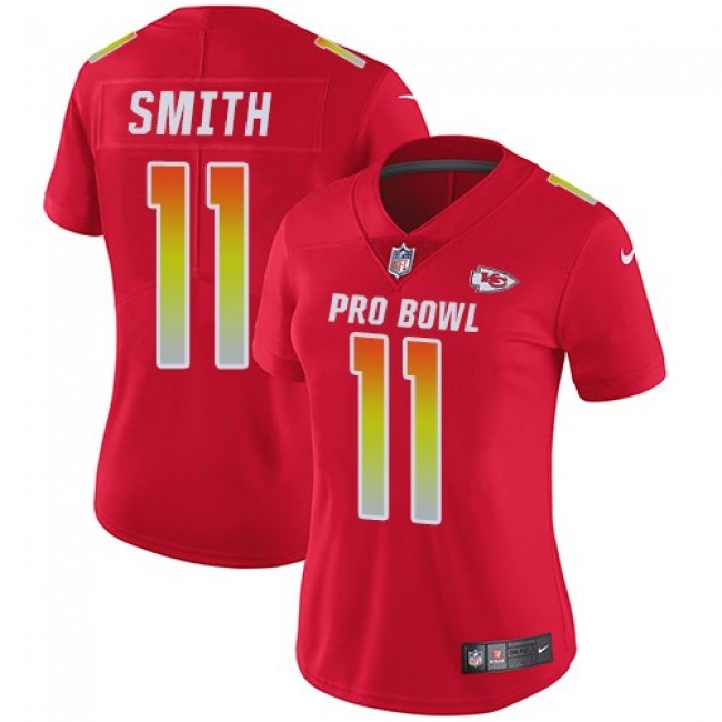 Women's Chiefs #11 Alex Smith Red Stitched NFL Limited AFC 2018 Pro Bowl Jersey