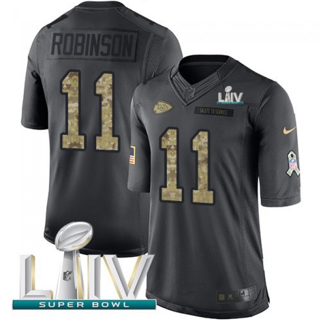 Nike Chiefs #11 Demarcus Robinson Black Super Bowl LIV 2020 Men's Stitched NFL Limited 2016 Salute to Service Jersey