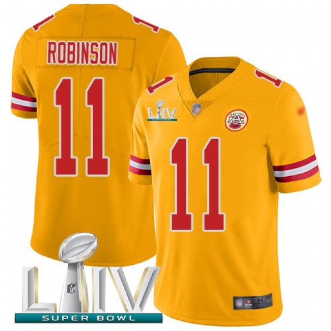 Nike Chiefs #11 Demarcus Robinson Gold Super Bowl LIV 2020 Men's Stitched NFL Limited Inverted Legend Jersey