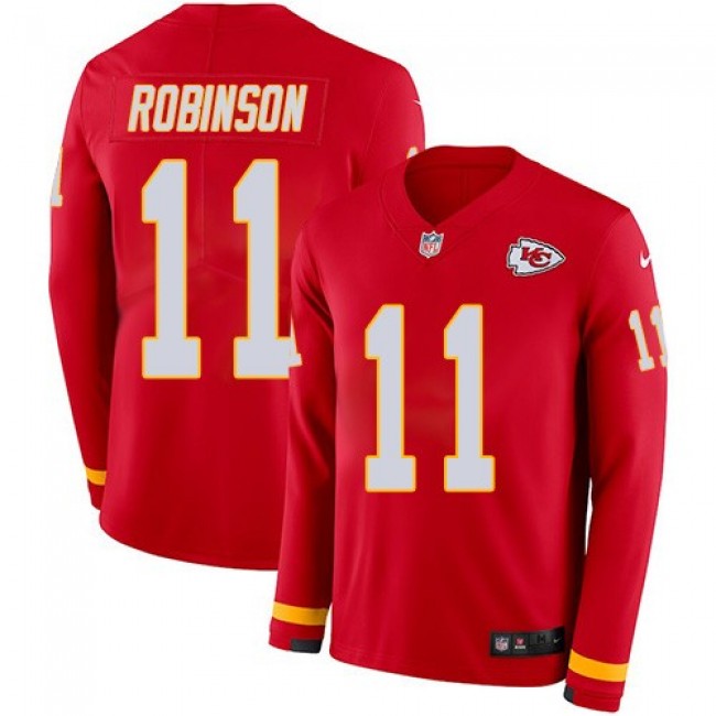 Nike Chiefs #11 Demarcus Robinson Red Team Color Men's Stitched NFL Limited Therma Long Sleeve Jersey