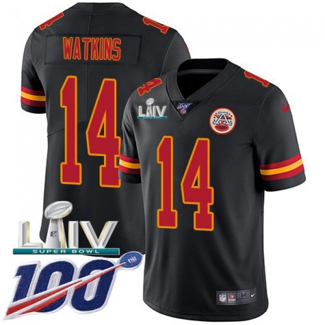 Nike Chiefs #14 Sammy Watkins Black Super Bowl LIV 2020 Men's Stitched NFL Limited Rush 100th Season Jersey