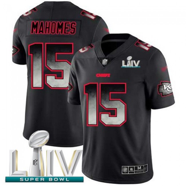 Nike Chiefs #15 Patrick Mahomes Black Super Bowl LIV 2020 Men's Stitched NFL Vapor Untouchable Limited Smoke Fashion Jersey