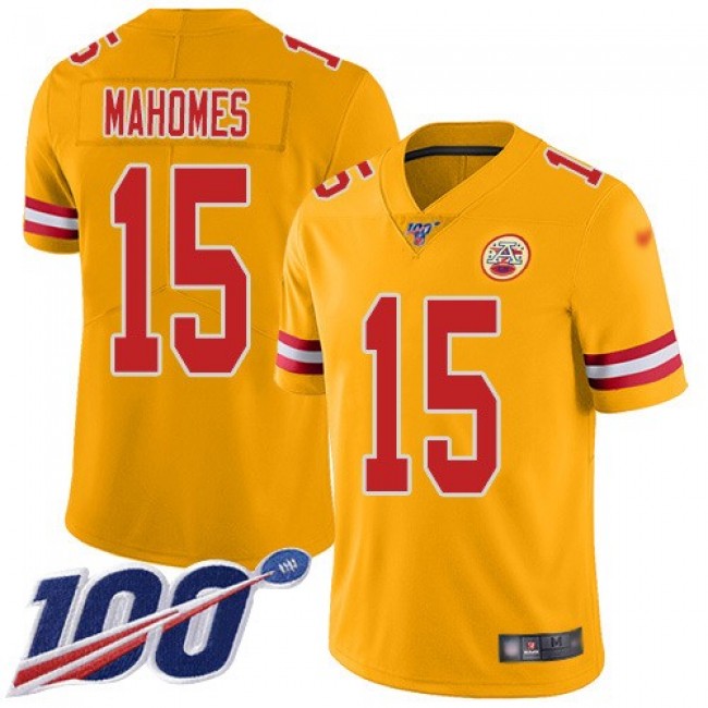 Nike Chiefs #15 Patrick Mahomes Gold Men's Stitched NFL Limited Inverted Legend 100th Season Jersey