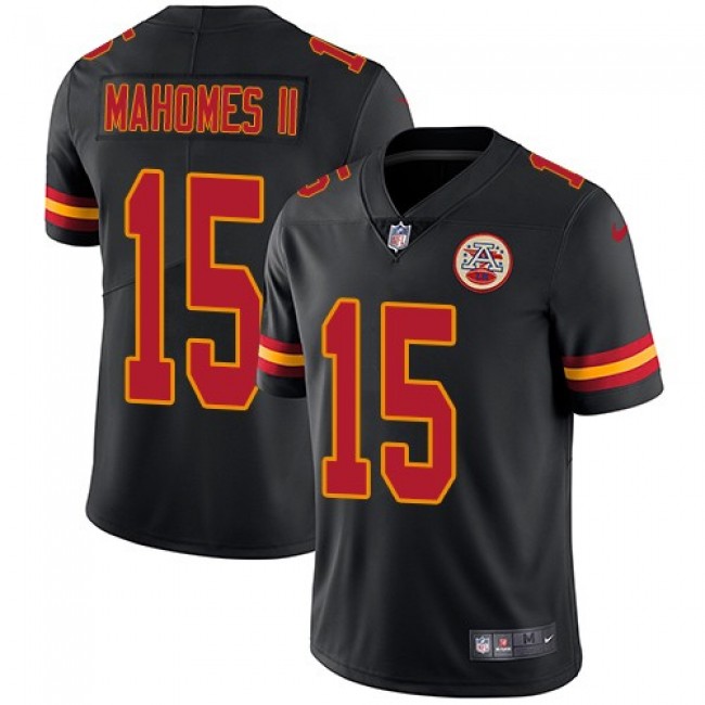 Kansas City Chiefs #15 Patrick Mahomes II Black Youth Stitched NFL Limited Rush Jersey