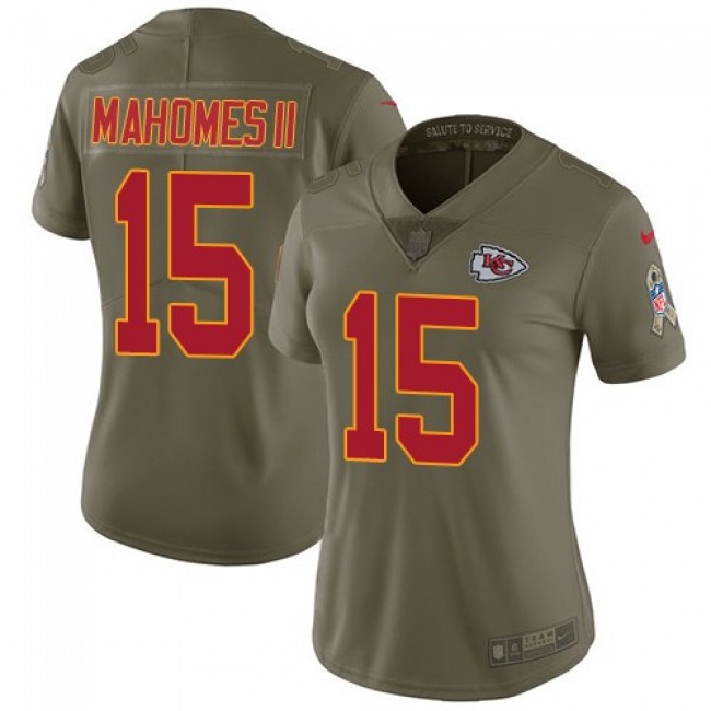 Women's Chiefs #15 Patrick Mahomes II Olive Stitched NFL Limited 2017 Salute to Service Jersey