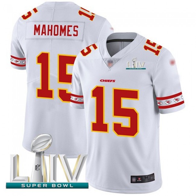 Nike Chiefs #15 Patrick Mahomes White Super Bowl LIV 2020 Men's Stitched NFL Limited Team Logo Fashion Jersey