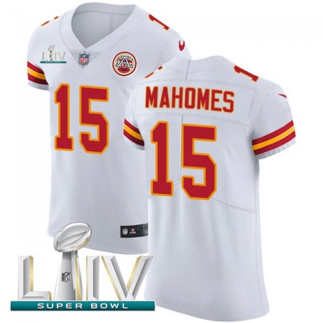 Nike Chiefs #15 Patrick Mahomes White Super Bowl LIV 2020 Men's Stitched NFL New Elite Jersey