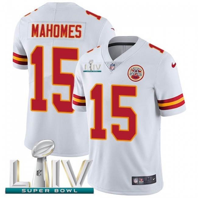 Nike Chiefs #15 Patrick Mahomes White Super Bowl LIV 2020 Men's Stitched NFL Vapor Untouchable Limited Jersey