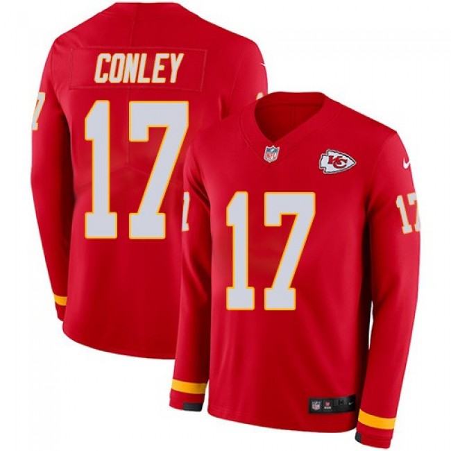 Nike Chiefs #17 Chris Conley Red Team Color Men's Stitched NFL Limited Therma Long Sleeve Jersey
