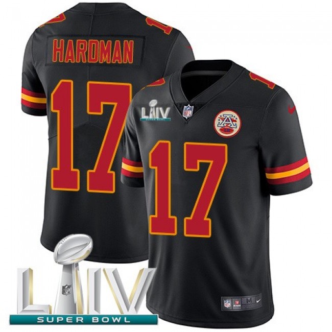 Nike Chiefs #17 Mecole Hardman Black Super Bowl LIV 2020 Men's Stitched NFL Limited Rush Jersey