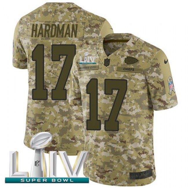 Nike Chiefs #17 Mecole Hardman Camo Super Bowl LIV 2020 Men's Stitched NFL Limited 2018 Salute To Service Jersey