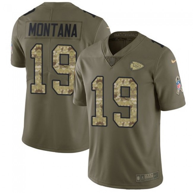 Nike Chiefs #19 Joe Montana Olive/Camo Men's Stitched NFL Limited 2017 Salute To Service Jersey