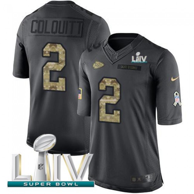 Nike Chiefs #2 Dustin Colquitt Black Super Bowl LIV 2020 Men's Stitched NFL Limited 2016 Salute to Service Jersey