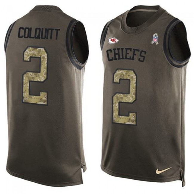 Nike Chiefs #2 Dustin Colquitt Green Men's Stitched NFL Limited Salute To Service Tank Top Jersey