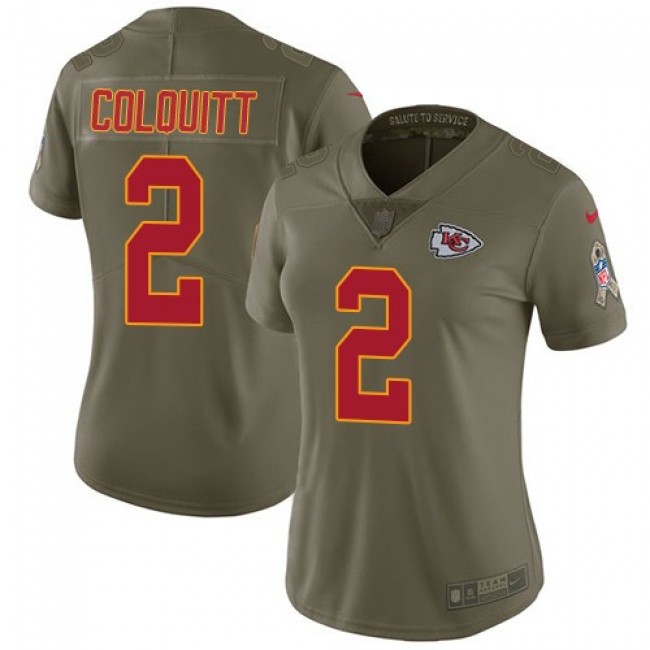 Women's Chiefs #2 Dustin Colquitt Olive Stitched NFL Limited 2017 Salute to Service Jersey