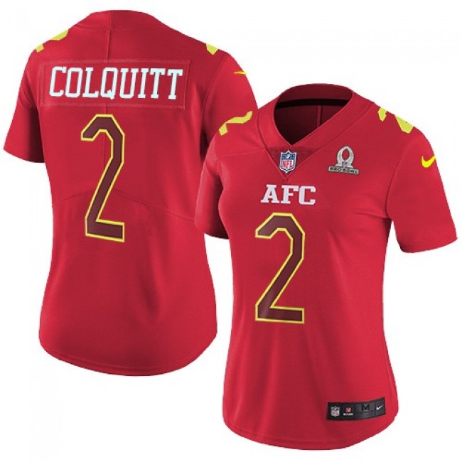 Women's Chiefs #2 Dustin Colquitt Red Stitched NFL Limited AFC 2017 Pro Bowl Jersey