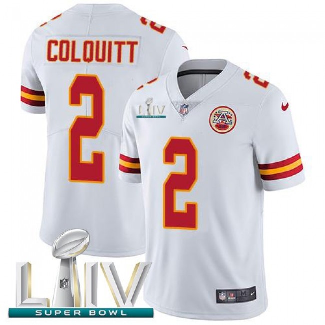 Nike Chiefs #2 Dustin Colquitt White Super Bowl LIV 2020 Men's Stitched NFL Vapor Untouchable Limited Jersey