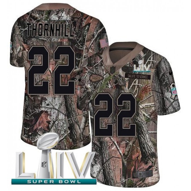 Nike Chiefs #22 Juan Thornhill Camo Super Bowl LIV 2020 Men's Stitched NFL Limited Rush Realtree Jersey