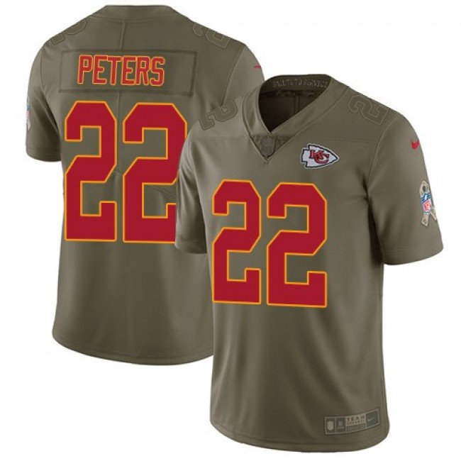 Kansas City Chiefs #22 Marcus Peters Olive Youth Stitched NFL Limited 2017 Salute to Service Jersey