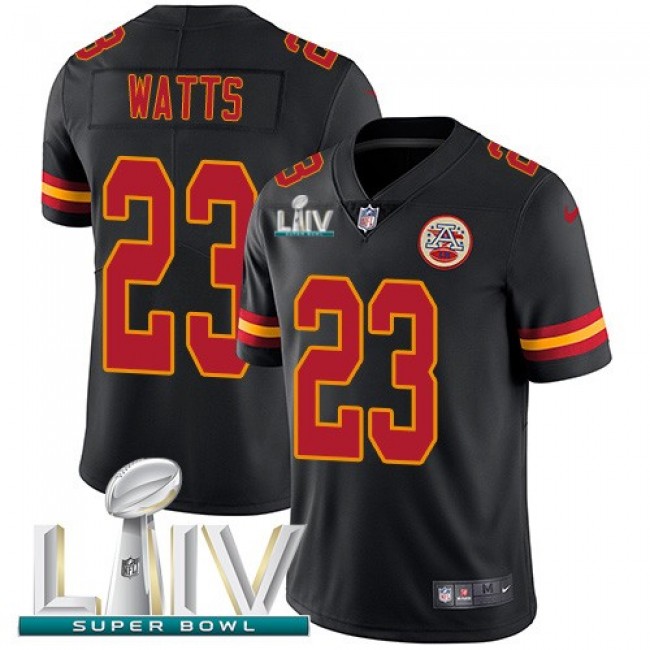 Nike Chiefs #23 Armani Watts Black Super Bowl LIV 2020 Men's Stitched NFL Limited Rush Jersey