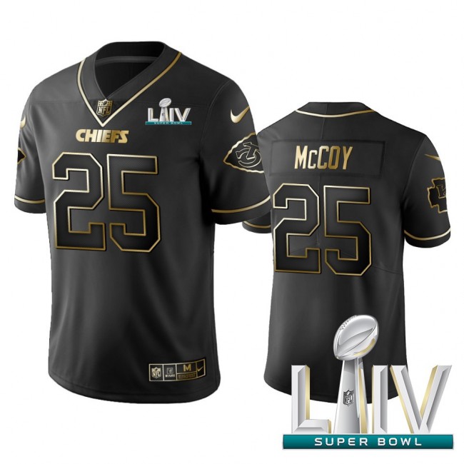 Nike Chiefs #25 LeSean McCoy Black Golden Super Bowl LIV 2020 Limited Edition Stitched NFL Jersey