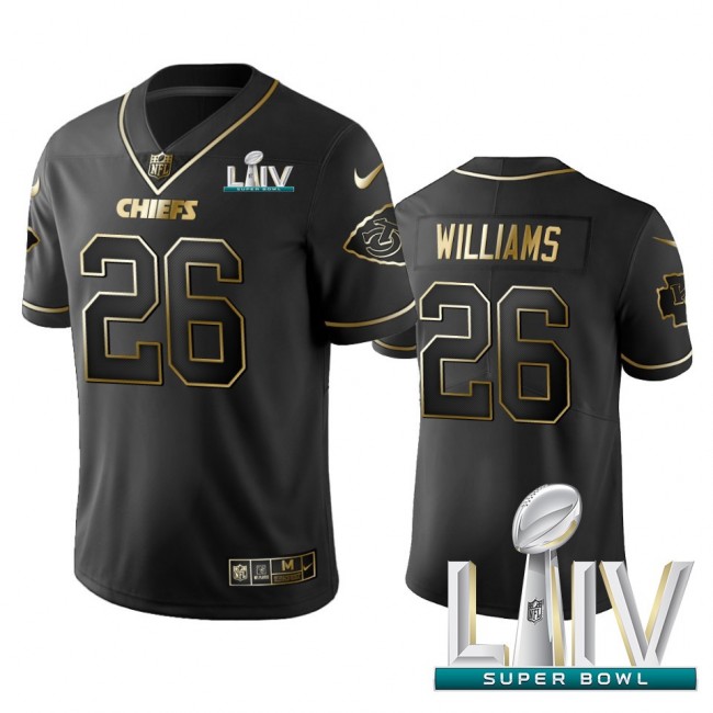 Nike Chiefs #26 Damien Williams Black Golden Super Bowl LIV 2020 Limited Edition Stitched NFL Jersey
