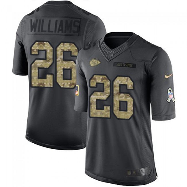 Nike Chiefs #26 Damien Williams Black Men's Stitched NFL Limited 2016 Salute to Service Jersey