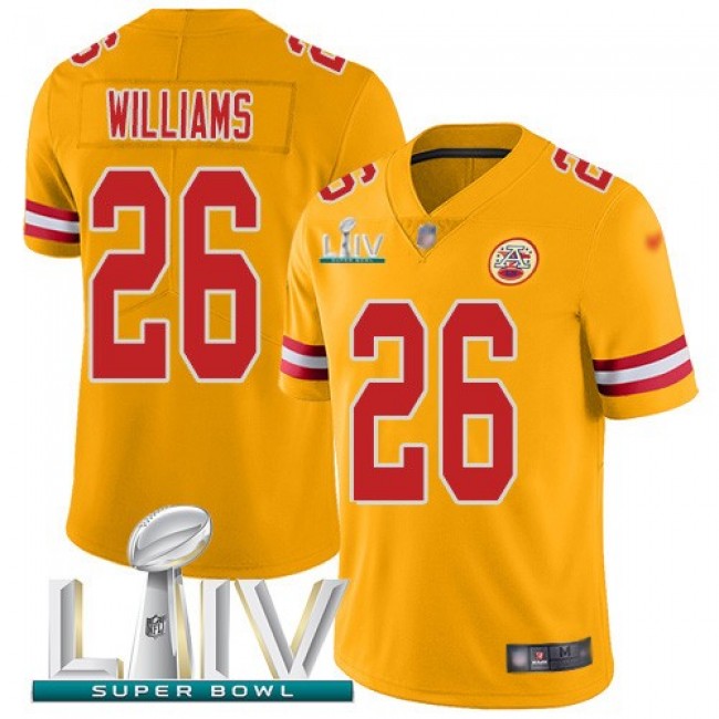 Nike Chiefs #26 Damien Williams Gold Super Bowl LIV 2020 Men's Stitched NFL Limited Inverted Legend Jersey