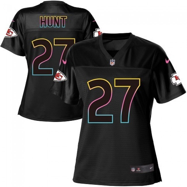 Women's Chiefs #27 Kareem Hunt Black NFL Game Jersey
