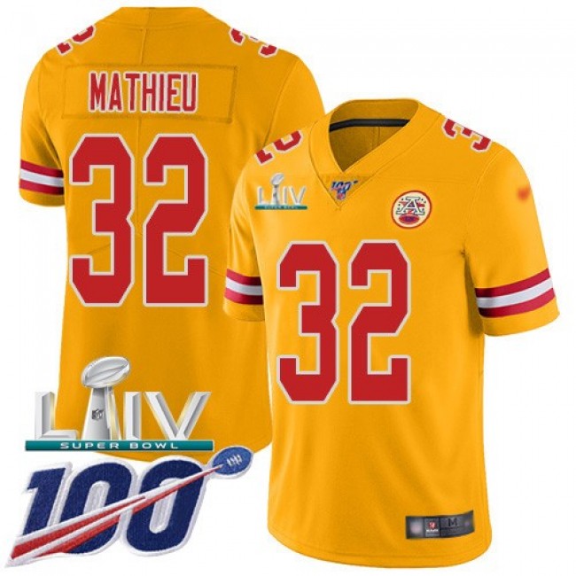 Nike Chiefs #32 Tyrann Mathieu Gold Super Bowl LIV 2020 Men's Stitched NFL Limited Inverted Legend 100th Season Jersey