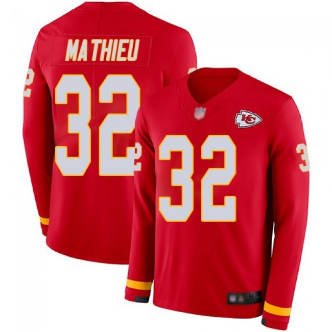 Nike Chiefs #32 Tyrann Mathieu Red Team Color Men's Stitched NFL Limited Therma Long Sleeve Jersey