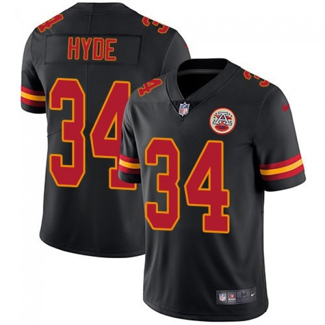 Nike Chiefs #34 Carlos Hyde Black Men's Stitched NFL Limited Rush Jersey