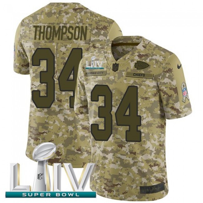Nike Chiefs #34 Darwin Thompson Camo Super Bowl LIV 2020 Men's Stitched NFL Limited 2018 Salute To Service Jersey