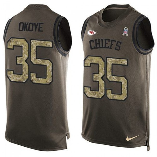 Nike Chiefs #35 Christian Okoye Green Men's Stitched NFL Limited Salute To Service Tank Top Jersey