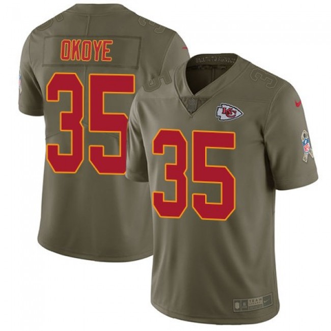 Nike Chiefs #35 Christian Okoye Olive Men's Stitched NFL Limited 2017 Salute to Service Jersey