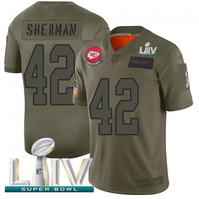 Nike Chiefs #42 Anthony Sherman Camo Super Bowl LIV 2020 Men's Stitched NFL Limited 2019 Salute To Service Jersey