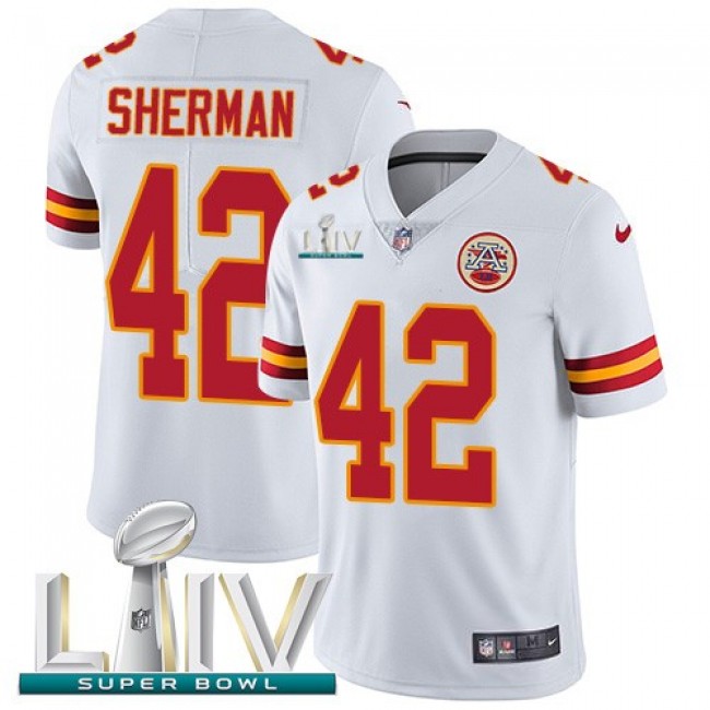 Nike Chiefs #42 Anthony Sherman White Super Bowl LIV 2020 Men's Stitched NFL Vapor Untouchable Limited Jersey