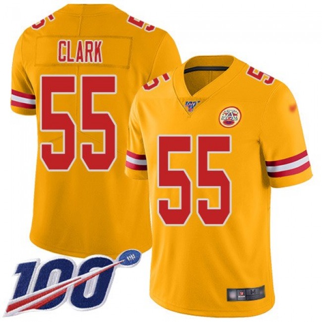 Nike Chiefs #55 Frank Clark Gold Men's Stitched NFL Limited Inverted Legend 100th Season Jersey