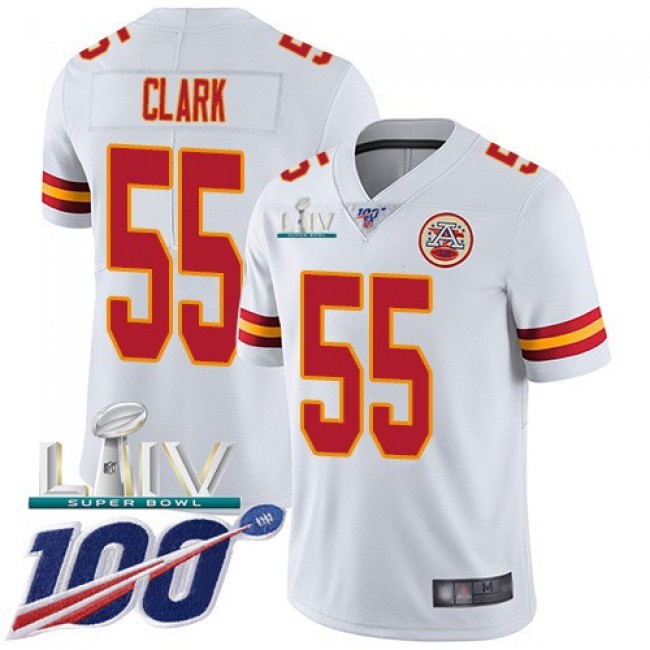 Nike Chiefs #55 Frank Clark White Super Bowl LIV 2020 Men's Stitched NFL 100th Season Vapor Untouchable Limited Jersey