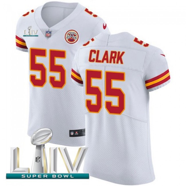 Nike Chiefs #55 Frank Clark White Super Bowl LIV 2020 Men's Stitched NFL New Elite Jersey