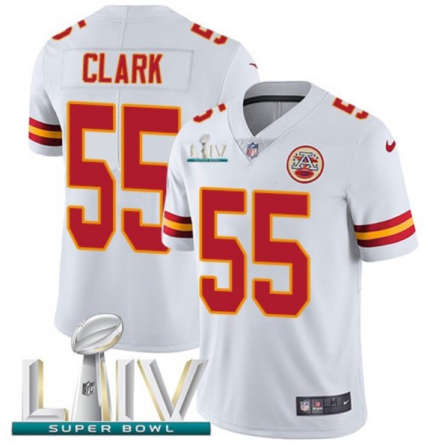Nike Chiefs #55 Frank Clark White Super Bowl LIV 2020 Men's Stitched NFL Vapor Untouchable Limited Jersey
