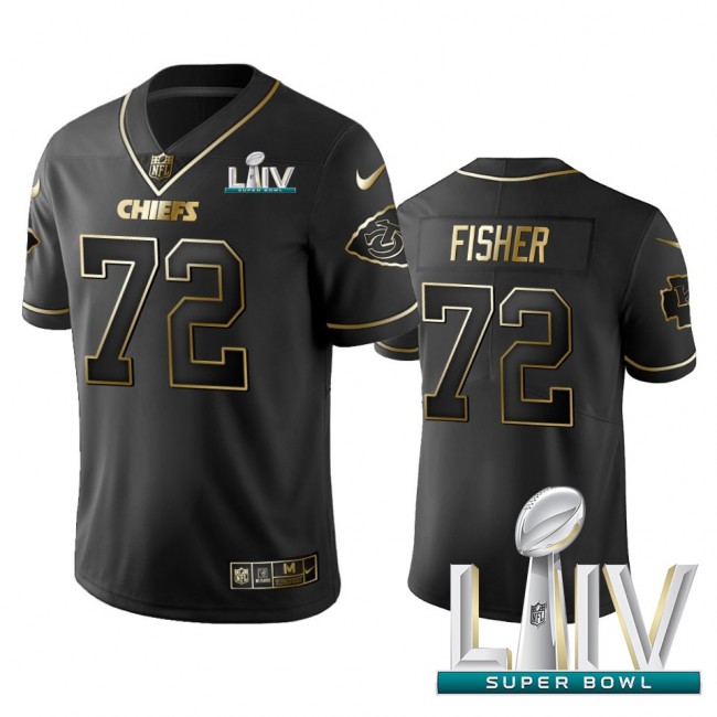 Nike Chiefs #72 Eric Fisher Black Golden Super Bowl LIV 2020 Limited Edition Stitched NFL Jersey