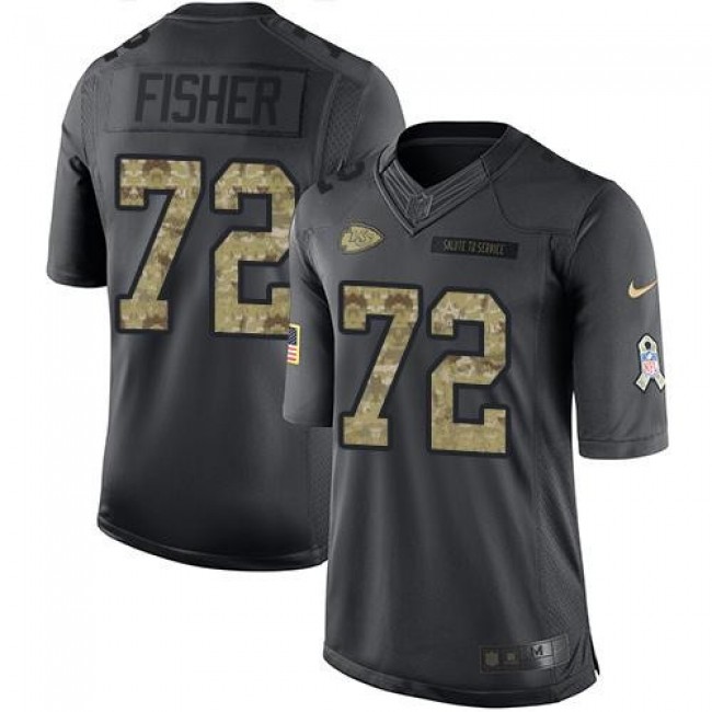 Nike Chiefs #72 Eric Fisher Black Men's Stitched NFL Limited 2016 Salute to Service Jersey