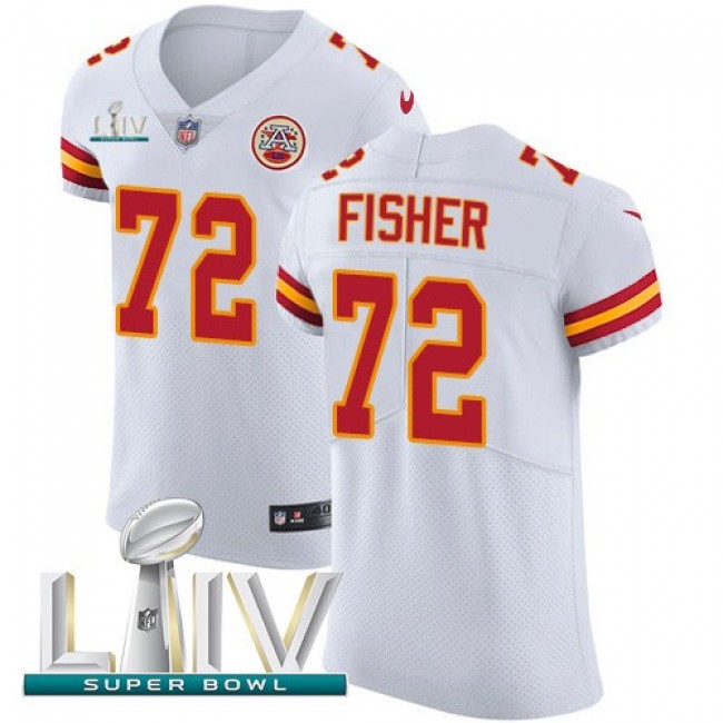 Nike Chiefs #72 Eric Fisher White Super Bowl LIV 2020 Men's Stitched NFL New Elite Jersey