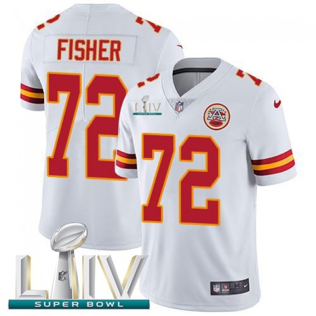 Nike Chiefs #72 Eric Fisher White Super Bowl LIV 2020 Men's Stitched NFL Vapor Untouchable Limited Jersey