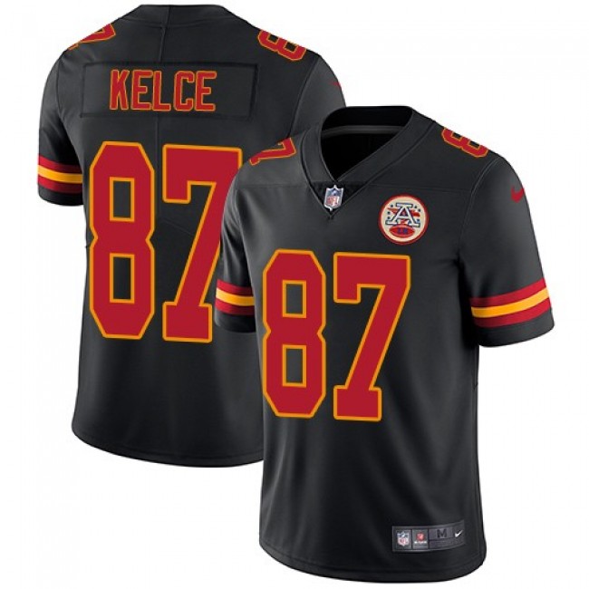 Kansas City Chiefs #87 Travis Kelce Black Youth Stitched NFL Limited Rush Jersey