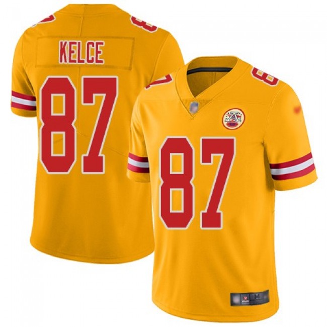 Nike Chiefs #87 Travis Kelce Gold Men's Stitched NFL Limited Inverted Legend Jersey