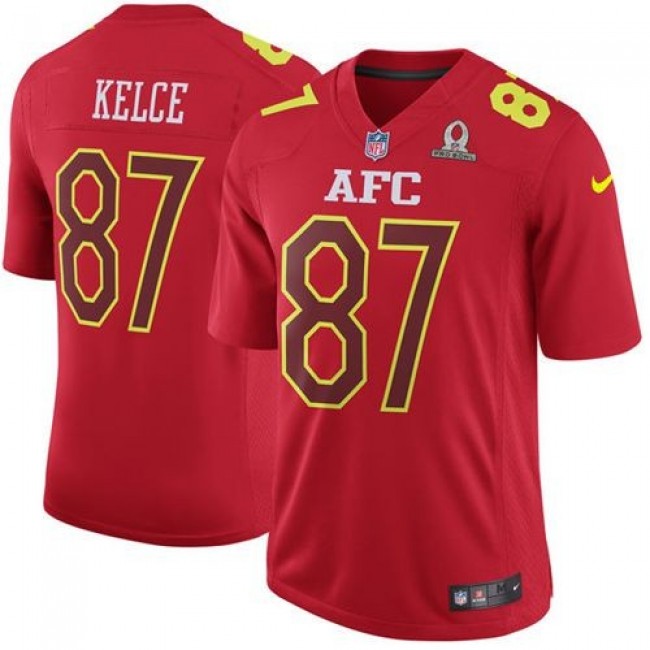 Nike Chiefs #87 Travis Kelce Red Men's Stitched NFL Game AFC 2017 Pro Bowl Jersey
