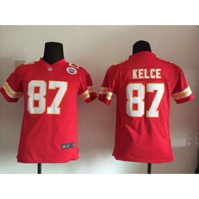 Kansas City Chiefs #87 Travis Kelce Red Team Color Youth Stitched NFL Elite Jersey