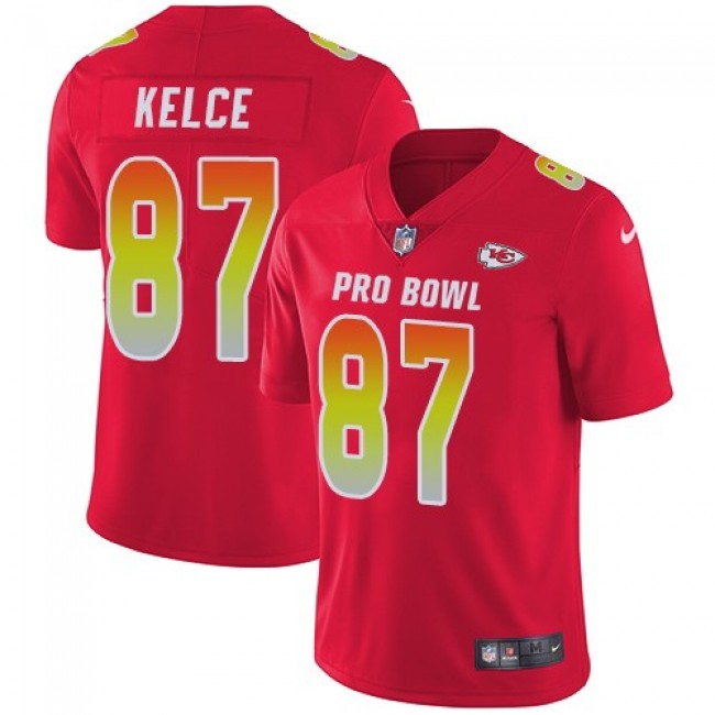 Women's Chiefs #87 Travis Kelce Red Stitched NFL Limited AFC 2018 Pro Bowl Jersey
